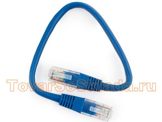 Патч-корд Cablexpert PP12-0.25M/BK, 0.25м, кат.5e UTP, литой, многожильный (синий) PP12-0.25M/B