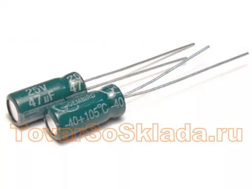 Конденсатор электролитический 47 mF x 25V (5x11) 105 RD, Samwha"