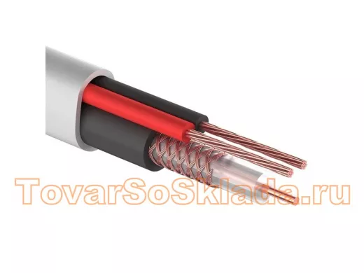 Кабель Видеонаблюдения D=7мм +2 х 0,5мм (12V) 200м белый КВК-В-2 PROconnect