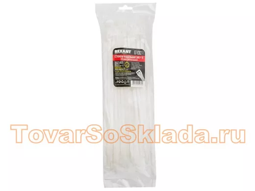 300х8 кабельный хомут (стяжка) белая (100 шт) профессиональная