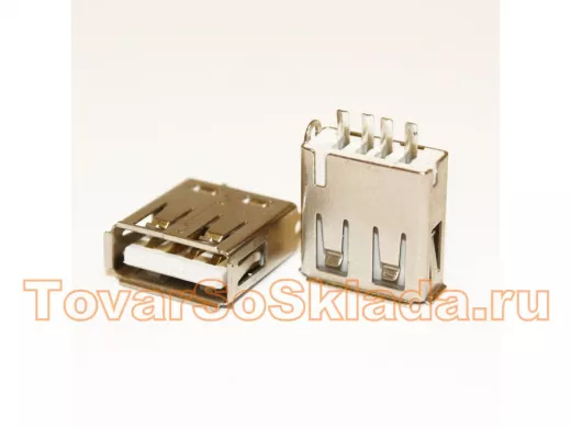 Разъём компьют: гнездо USB-ASM (DS1098-B) на плату (выводы параллельно плоскости)