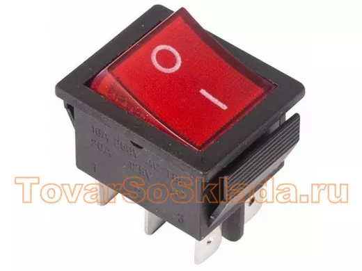 Выключатель клавишный 250V 15А (6с) ON-ON красный с подсветкой REXANT