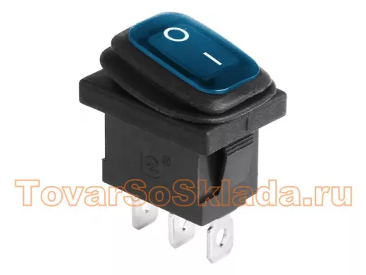 Выключатель клавишный 250V 6А (3с) ON-OFF синий с подсветкой Mini ВЛАГОЗАЩИТА REXANT