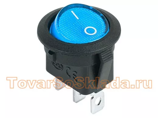 Выключатель клавишный круглый 12V 20А (3с) ON-OFF синий с подсветкой REXANT