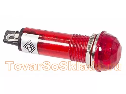 Лампа индикаторная диаметр 10.2 220V красный REXANT, ГРАНЕНЫЙ