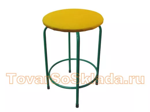 Табурет с подставкой для ног и полкой "TABURETTO-20334" круглое сиденье, зелёный, жёлтый, ткань