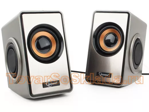 Акустика Gembird SPK-400, излучатели, серебристый, 6 Вт, акустич. система 2.0 регулятор громкости,