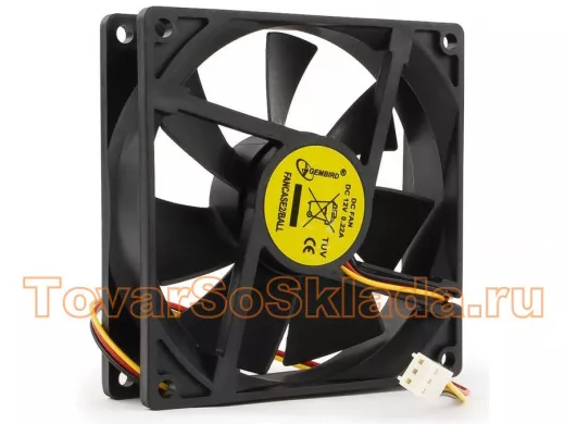 Вентилятор +12В; 90х90х25мм; Gembird FANCASE2/BALL, подшипник, 3 pin, провод 30 см FANCASE2/BALL